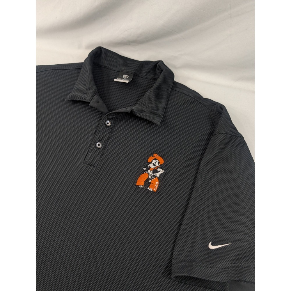 Vintage Nike Golf Heavy Knit Black OSU Oklahoma State Cowboys Polo Pistol Pete